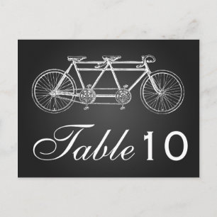 Simple Table Number Tandem Bike Black Postcard
