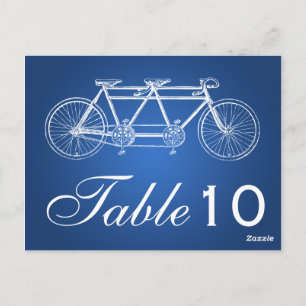 Simple Table Number Tandem Bike Blue Postcard
