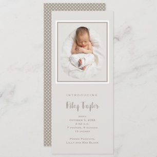 Simple Tall Baby Photo Birth Announcement