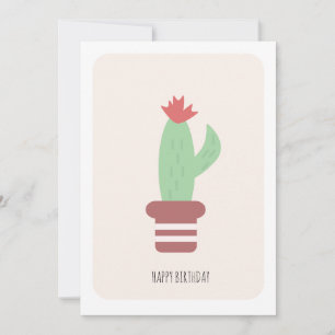 Simple Tall Green Desert Cactus Birthday Card