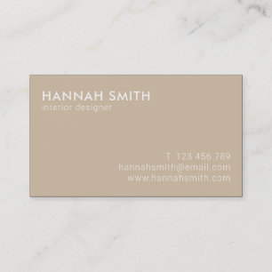 Simple Tan Modern Minimalist Business Card