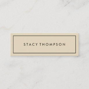 Simple Tan with Black Border Minimalist Mini Business Card