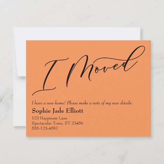 Simple Tangerine I Moved New Address Card (Front)