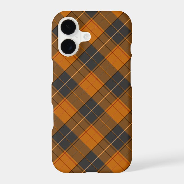 Simple tartan diagonal pattern in dark orange (Back)