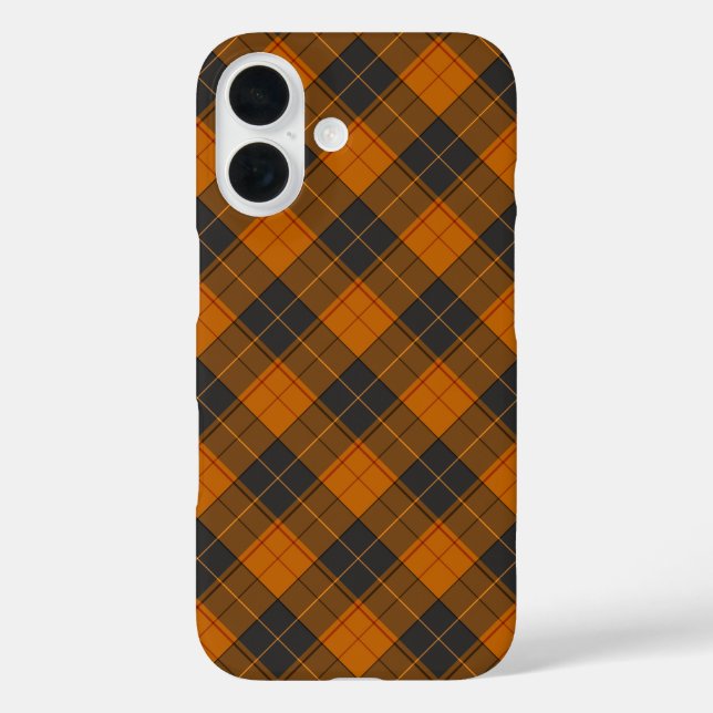Simple tartan diagonal pattern in dark orange Case-Mate iPhone case (Back)