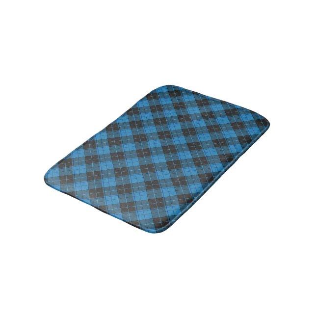 Simple Tartan Pattern in Dark Blue Bath Mat (Angled)