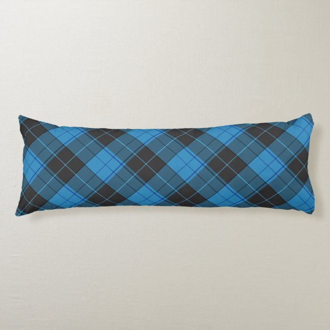 Simple Tartan Pattern in Dark Blue Body Cushion (Front)
