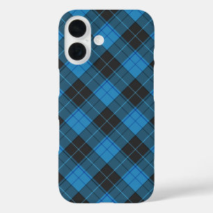 Simple Tartan Pattern in Dark Blue iPhone 16 Case