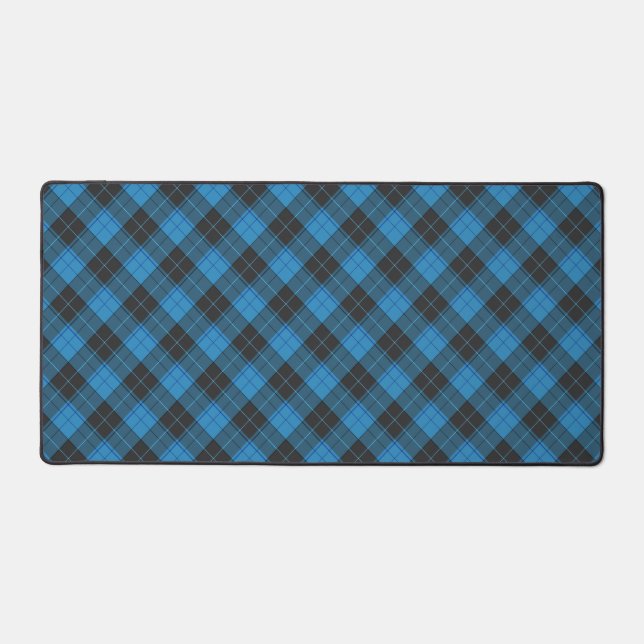 Simple Tartan Pattern in Dark Blue Desk Mat (Front)