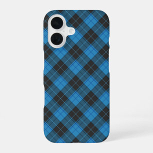 Simple tartan pattern in dark blue iPhone 16 case