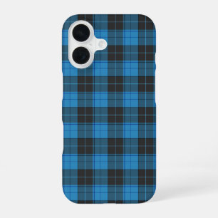 Simple tartan pattern in dark blue iPhone 16 case
