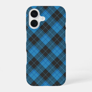 Simple Tartan Pattern in Dark Blue iPhone 16 Case
