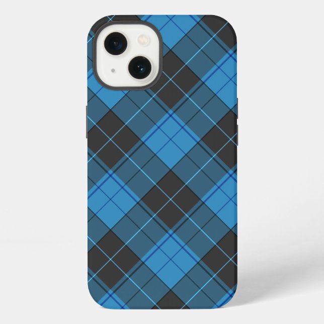 Simple Tartan Pattern in Dark Blue iPhone Case (Back)