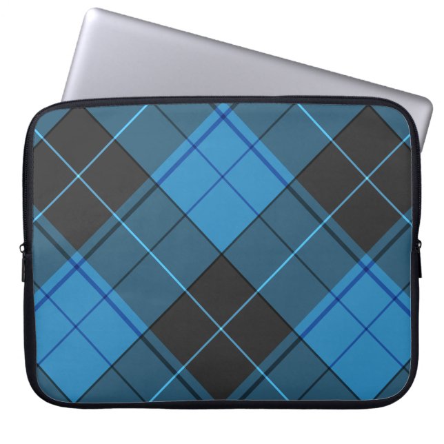 Simple Tartan Pattern in Dark Blue Laptop Sleeve (Front)