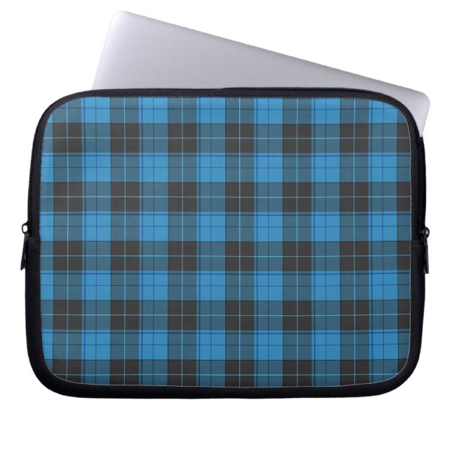 Simple Tartan Pattern in Dark Blue Laptop Sleeve (Front)