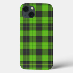 Simple tartan pattern in dark green iPhone 13 case