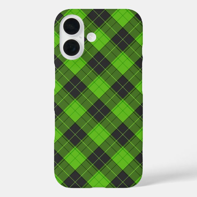 Simple tartan pattern in dark green diagonal Case-Mate iPhone case (Back)