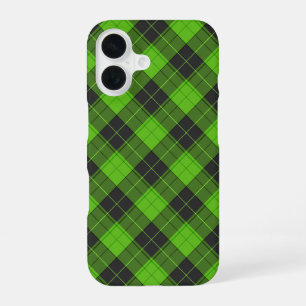 Simple tartan pattern in dark green diagonal iPhone 16 case