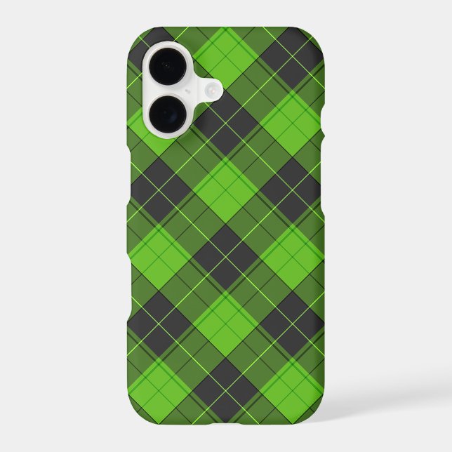 Simple tartan pattern in dark green diagonal iPhone case (Back)