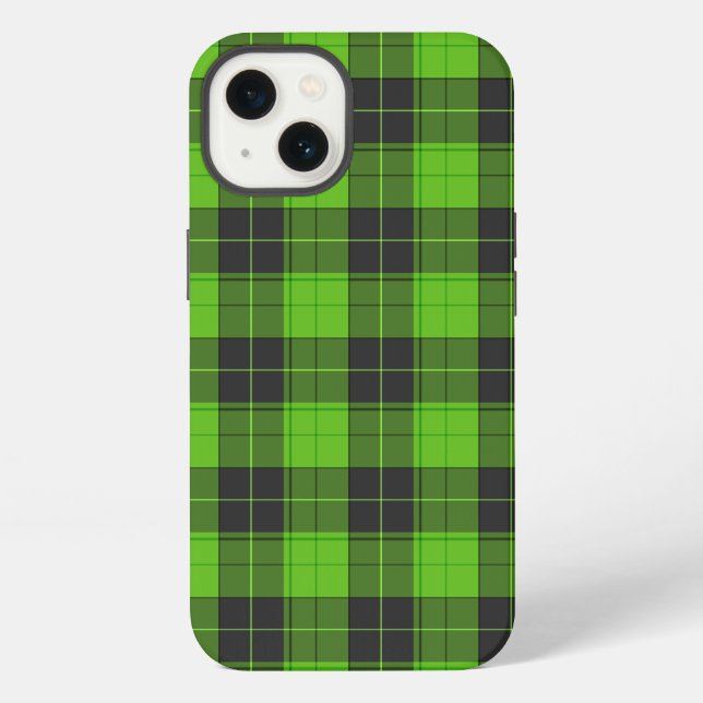 Simple tartan pattern in dark green iPhone case (Back)