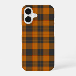 Simple tartan pattern in dark orange iPhone 16 case