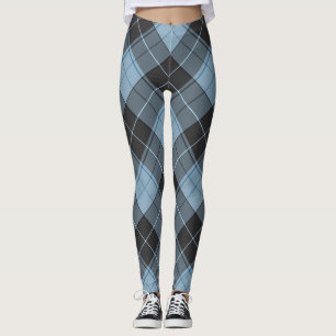 Simple tartan pattern in light blue leggings