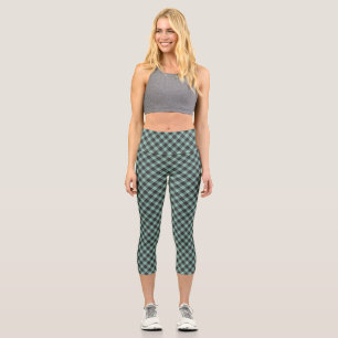 Simple tartan pattern in turquoise capri leggings