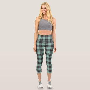 Simple tartan pattern in turquoise capri leggings
