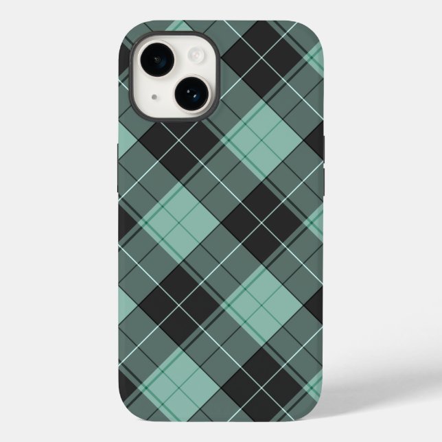 Simple tartan pattern in turquoise Case-Mate iPhon iPhone Case (Back)