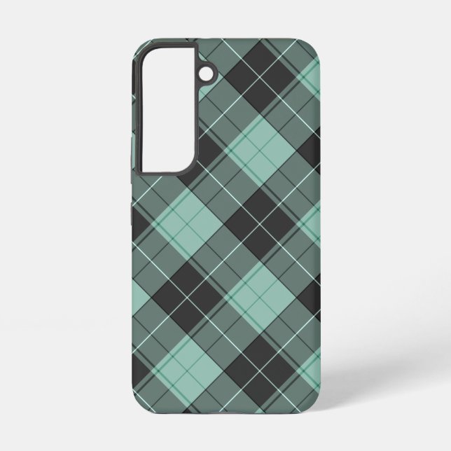 Simple tartan pattern in turquoise samsung galaxy  s22 case (Back)
