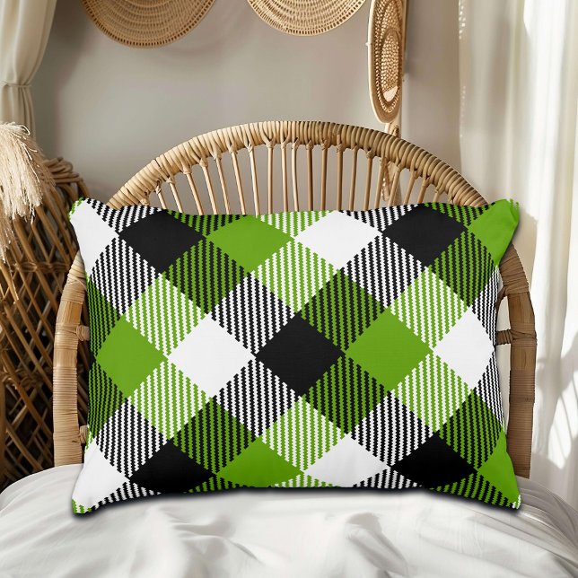 Simple Tartan Plaids Neon Green  Decorative Cushion (Creator Uploaded)