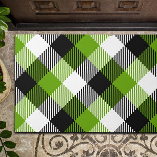 Simple Tartan Plaids Neon Green  Doormat