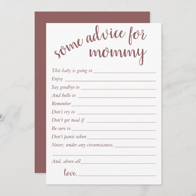 Simple Taupe Advice | Desert Rose Keepsake Card (Front/Back)