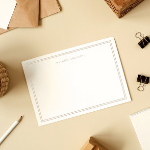 Simple Taupe Casual Minimalist Monogram Two Border Card