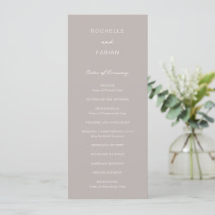 Simple Taupe Elegant Wedding Program