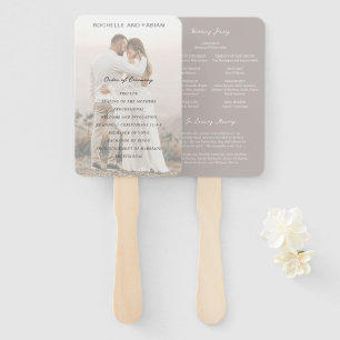 Simple Taupe Elegant Wedding Program Hand Fan