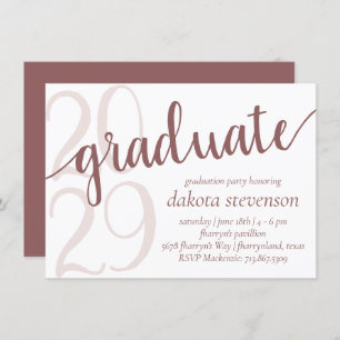 Simple Taupe Graduate   Desert Rose Flourish Invitation