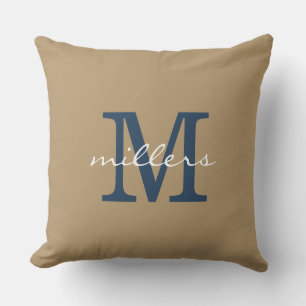 Simple Taupe Monogram Cushion