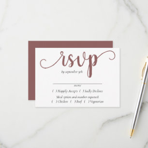 Simple Taupe Script   Desert Rose Event Entree RSVP Card