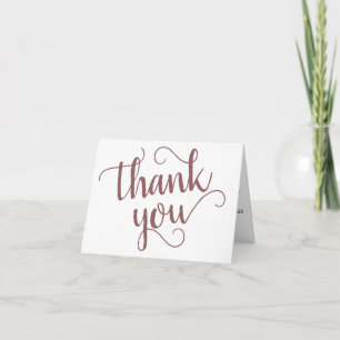 Simple Taupe Script Desert Rose Heart 2 Photo Thank You Card