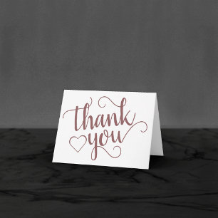 Simple Taupe Script   Desert Rose Heart Photo Thank You Card