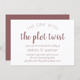 Simple Taupe Script One with Wedding Plot Twist Invitation