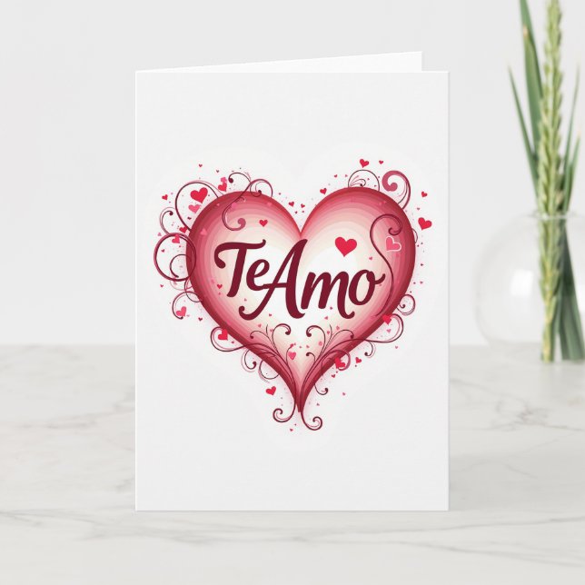 Simple Te Amo Heart Love Card (Front)