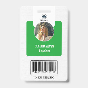 Simple Teacher ID Card   Green Collage School ID  Badge