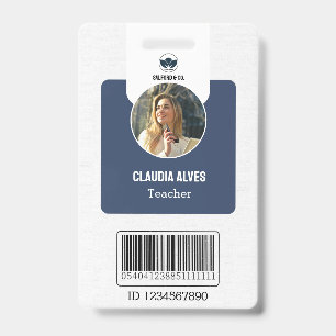 Simple Teacher ID Card Navy Collage School ID Badge