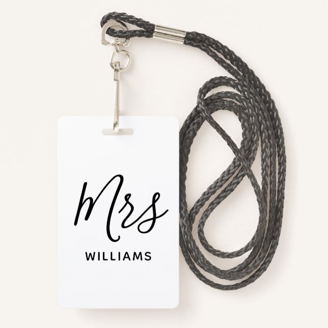 Simple Teacher Personalised Name Lanyard ID ID Badge (Front with Lanyard)