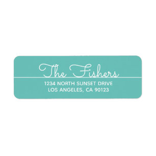 Simple Teal Cursive Return Address Label