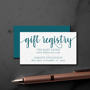 Simple Teal Gift Registry   Blue-Green Any Event Enclosure Card