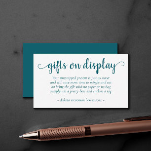 Simple Teal Gifts on Display   Blue-Green Event Enclosure Card