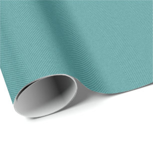 Simple teal herringbone tweed cute holiday wrapping paper